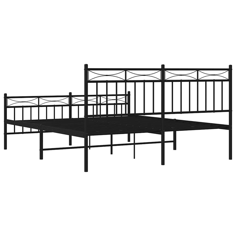 Pemberly Row Powder-Coated Steel Queen/Double Bed Frame in Black