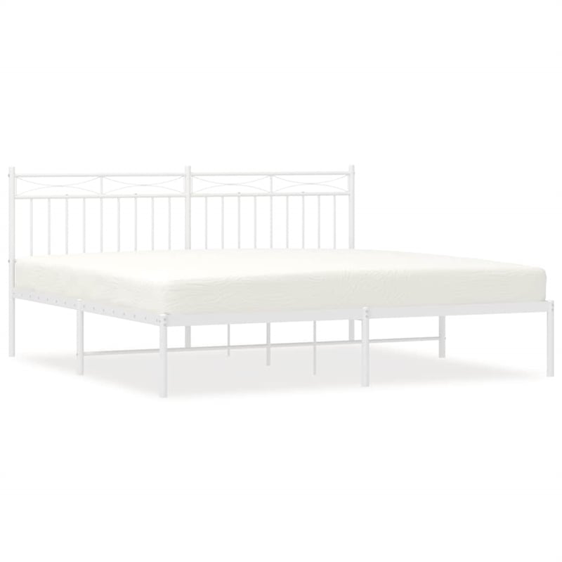 Pemberly Row Contemporary 72 X 84 Powder-Coated Steel Bed Frame in White