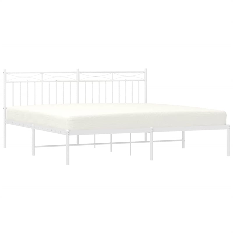 Pemberly Row Contemporary 72 X 84 Powder-Coated Steel Bed Frame in White