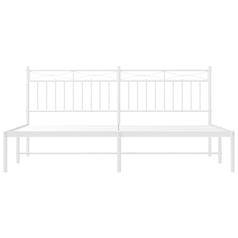 Pemberly Row Contemporary 72 X 84 Powder-Coated Steel Bed Frame in White