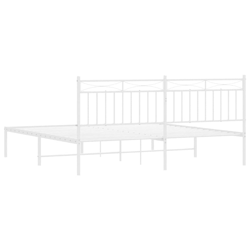 Pemberly Row Contemporary 72 X 84 Powder-Coated Steel Bed Frame in White