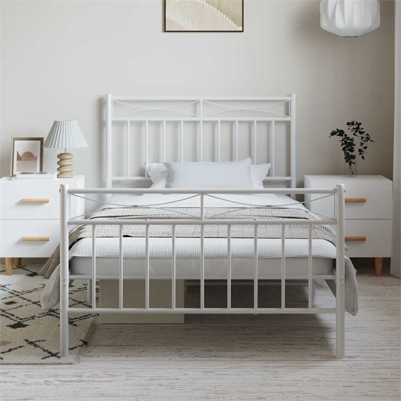 Pemberly Row 39.4 x 74.8 Powder-coated steel Bed Frame in White
