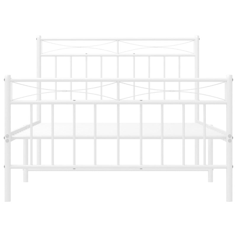Pemberly Row Rectangular Twin Powder-Coated Steel Bed Frame in White