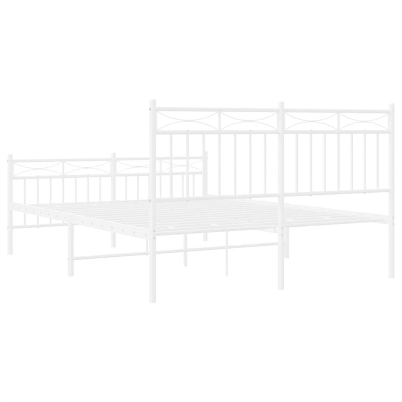 Pemberly Row Rectangular Powder-Coated Steel Full Bed Frame in White