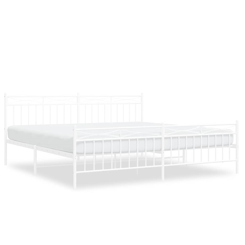Pemberly Row Rectangular Powder-Coated Steel Full Bed Frame in White
