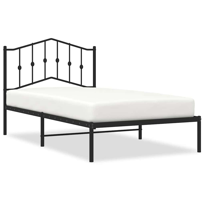 Pemberly Row Contemporary Powder-Coated Steel Twin Bed Frame in Black
