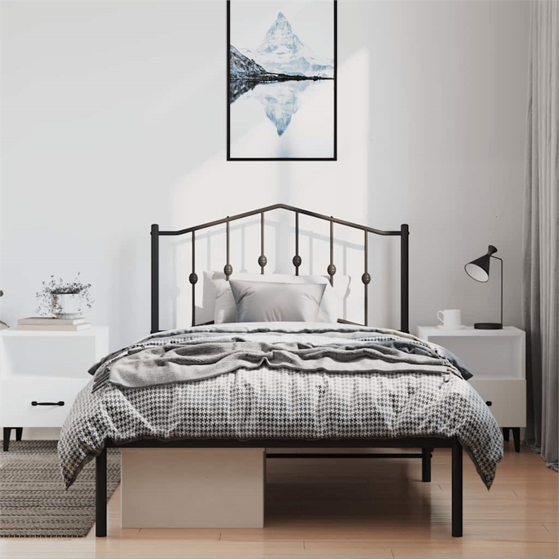 Pemberly Row Contemporary Powder-Coated Steel Twin Bed Frame in Black