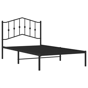 Pemberly Row Contemporary Powder-Coated Steel Twin Bed Frame in Black