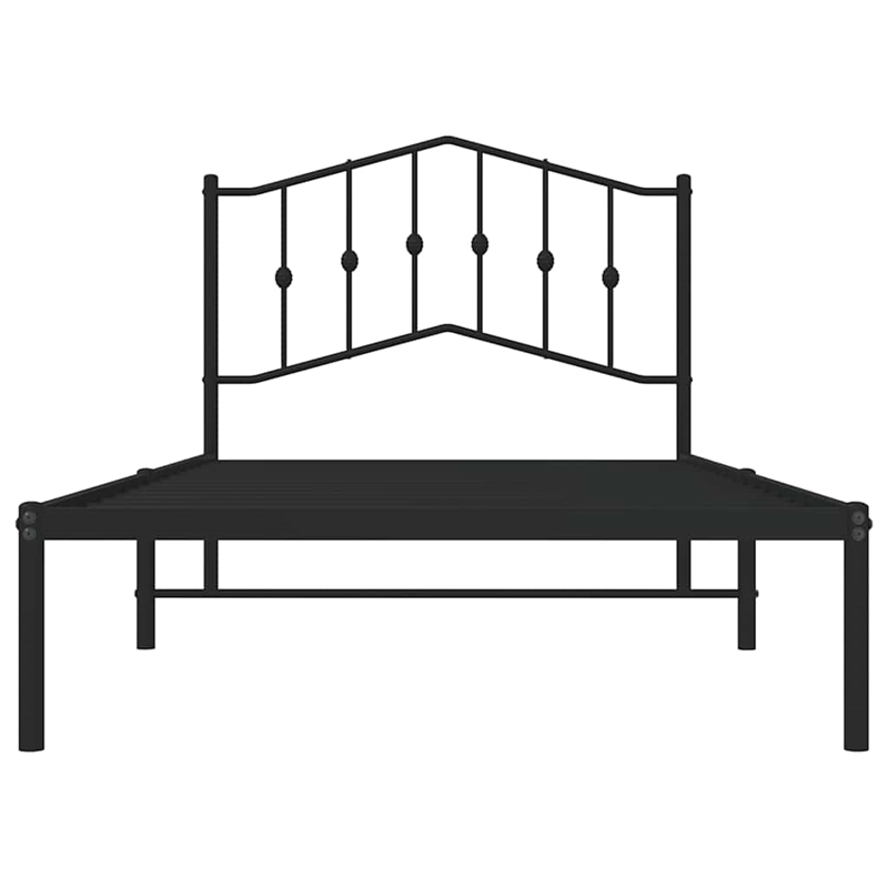 Pemberly Row Contemporary Powder-Coated Steel Twin Bed Frame in Black