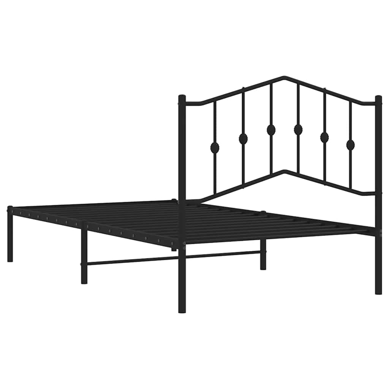 Pemberly Row Contemporary Powder-Coated Steel Twin Bed Frame in Black