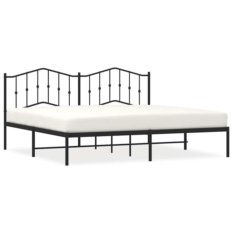 Pemberly Row Rectangular Traditional Steel Full Bed Frame in Black