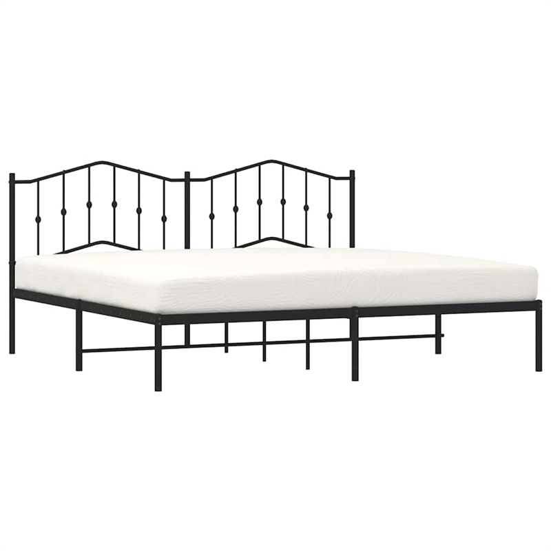 Pemberly Row Rectangular Traditional Steel Full Bed Frame in Black