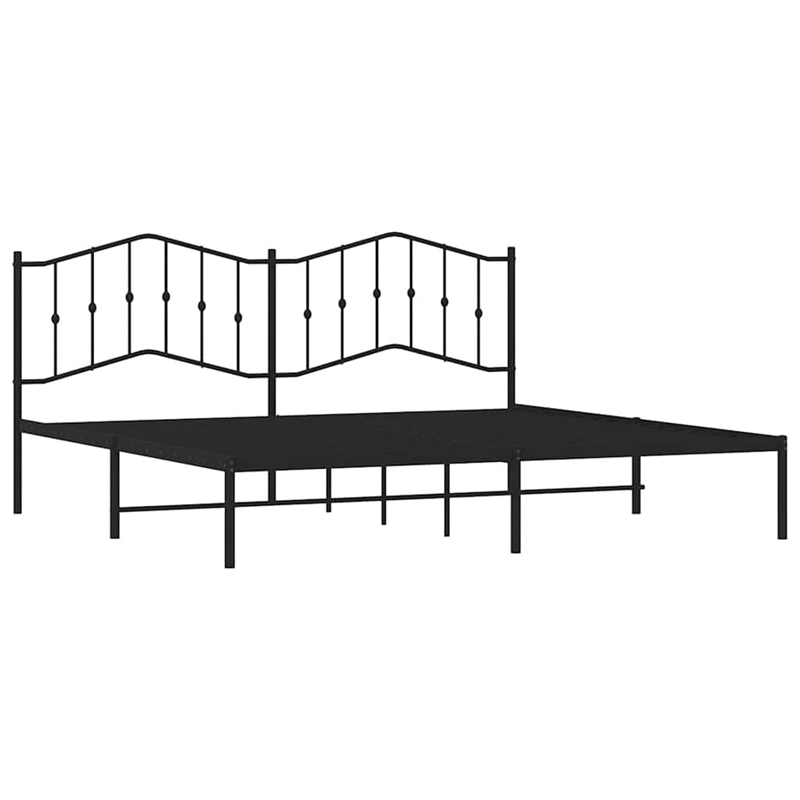 Pemberly Row Rectangular Traditional Steel Full Bed Frame in Black