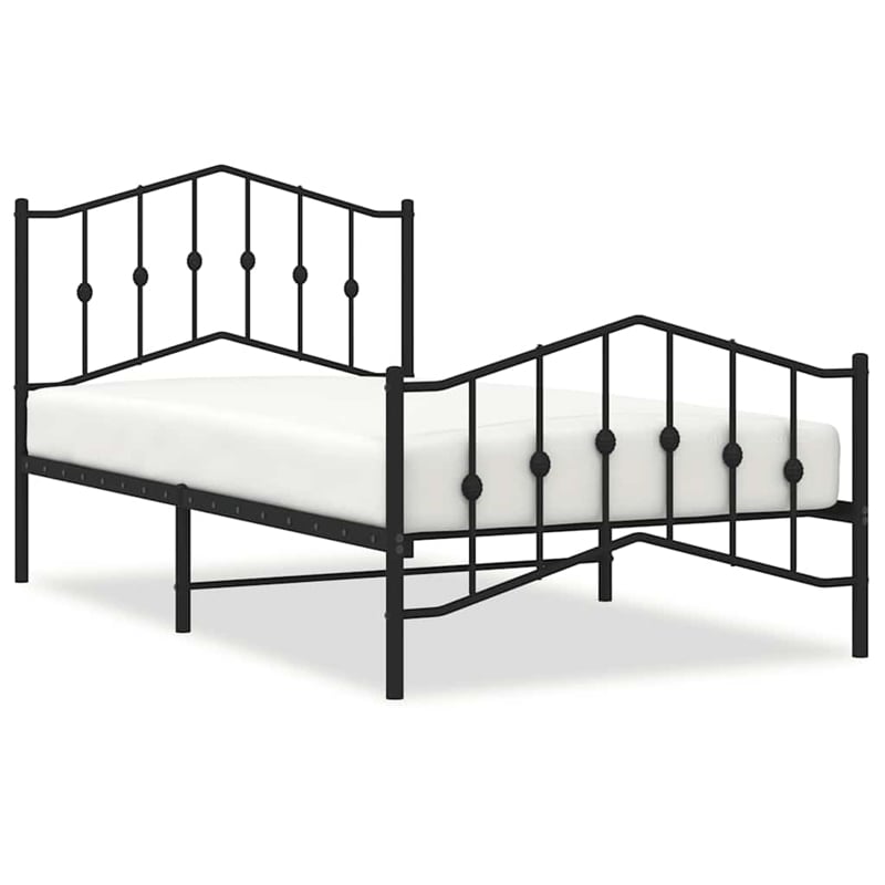Pemberly Row Contemporary Powder-Coated Steel Twin Bed Frame in Black