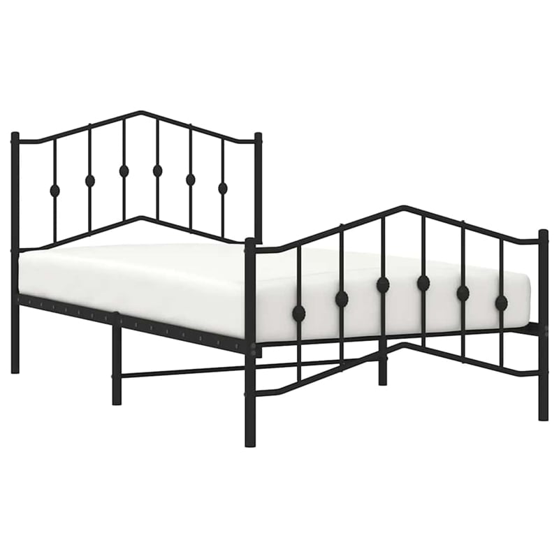 Pemberly Row Contemporary Powder-Coated Steel Twin Bed Frame in Black