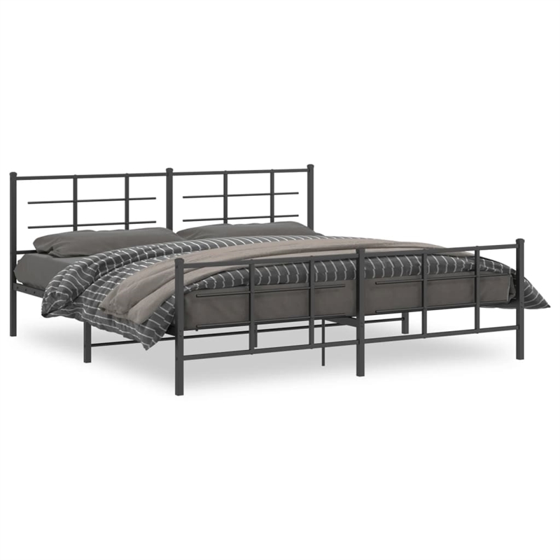 Pemberly Row Rectangular Steel King/Double Bed Frame in Black