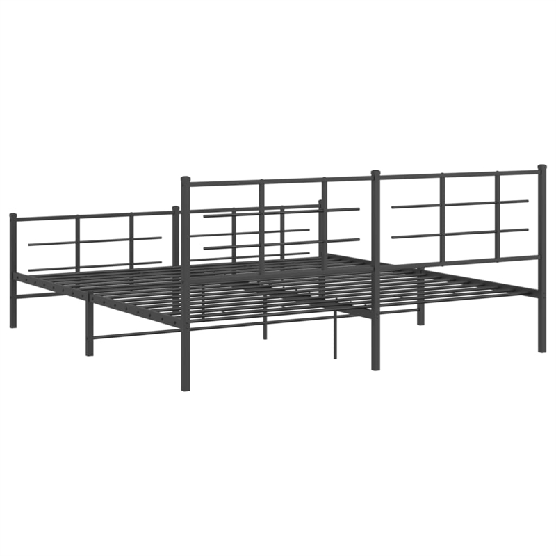 Pemberly Row Rectangular Steel King/Double Bed Frame in Black