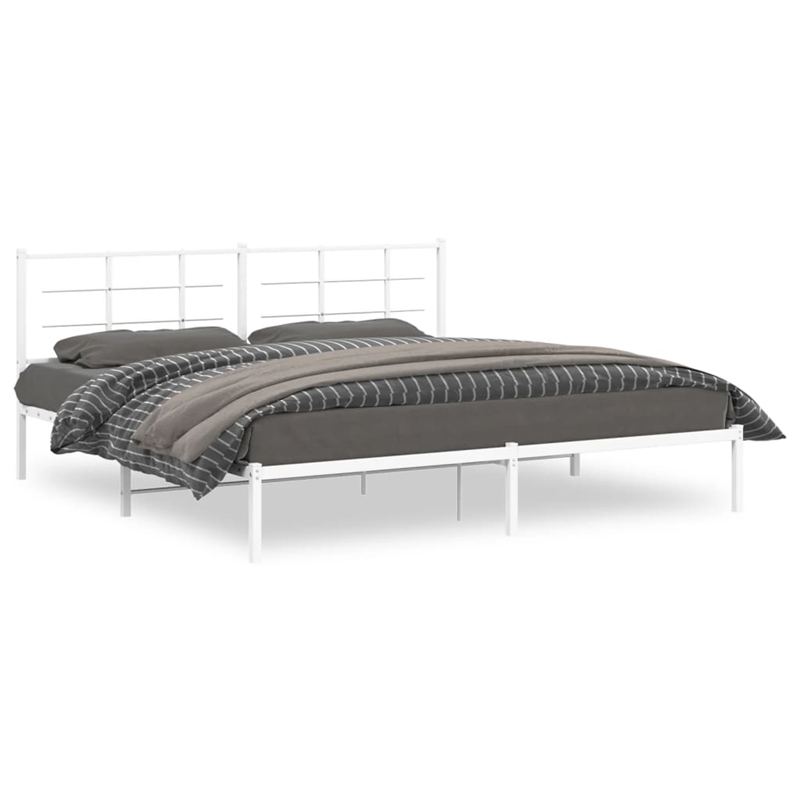 Pemberly Row Powder-Coated Steel King/Double Bed Frame in White