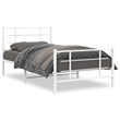 Pemberly Row Powder-Coated Steel Single Bed Bed Frame in White