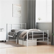 Pemberly Row Powder-Coated Steel Single Bed Bed Frame in White