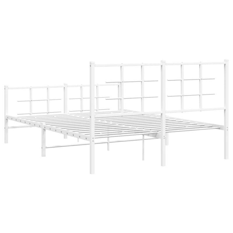 Pemberly Row Powder-Coated Steel Full/Double Bed Frame in White