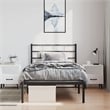Pemberly Row Contemporary 39.4 x 74.8 Metal Bed Frame in Black