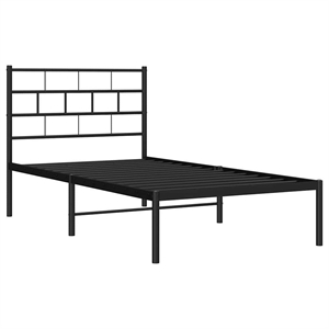 Pemberly Row Contemporary 39.4 x 74.8 Metal Bed Frame in Black