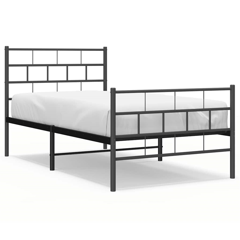 Pemberly Row Rectangular Steel Single Metal Bed Frame in Black