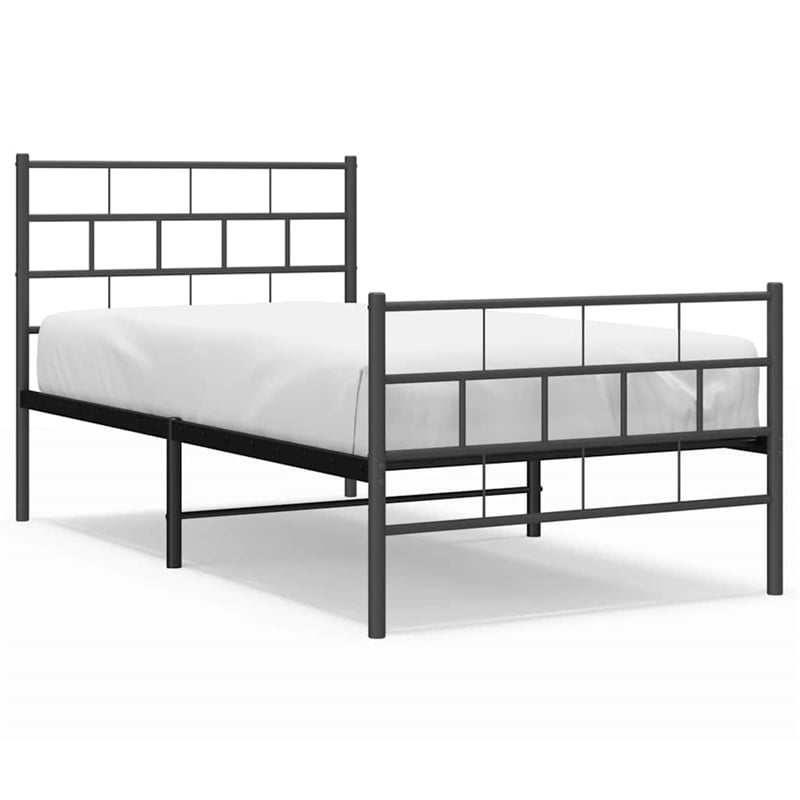 Pemberly Row Contemporary Powder-Coated Steel Twin Bed Frame in Black