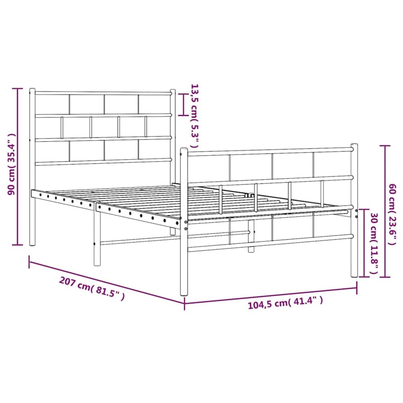 Pemberly Row Contemporary Powder-Coated Steel Twin Bed Frame in Black