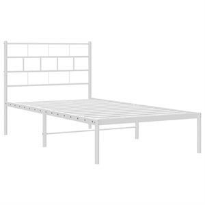 Pemberly Row Rectangular Powder-Coated Steel Twin Bed Frame in White
