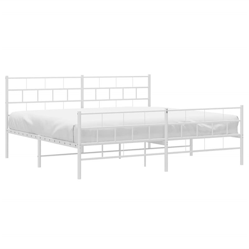 Pemberly Row Contemporary 72 x 84 Steel Bed Frame in White Finish