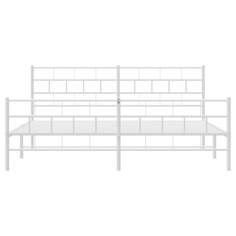 Pemberly Row Contemporary 72 x 84 Steel Bed Frame in White Finish