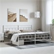 Pemberly Row Contemporary 72 x 84 Steel Bed Frame in White Finish