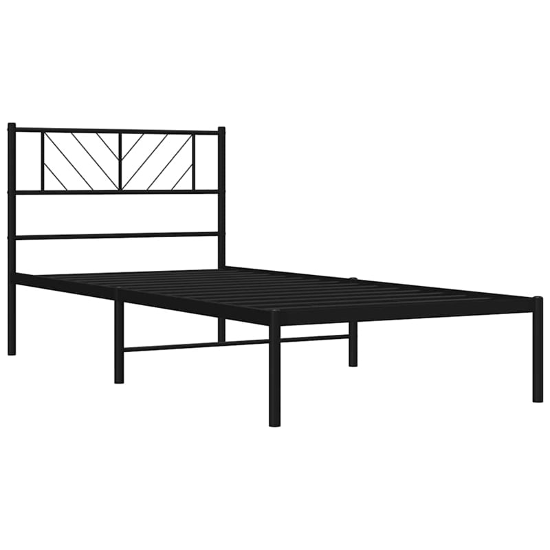 Pemberly Row Contemporary Powder-Coated Steel Twin Bed Frame in Black