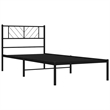 Pemberly Row Contemporary Powder-Coated Steel Twin Bed Frame in Black