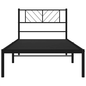Pemberly Row Contemporary Powder-Coated Steel Twin Bed Frame in Black