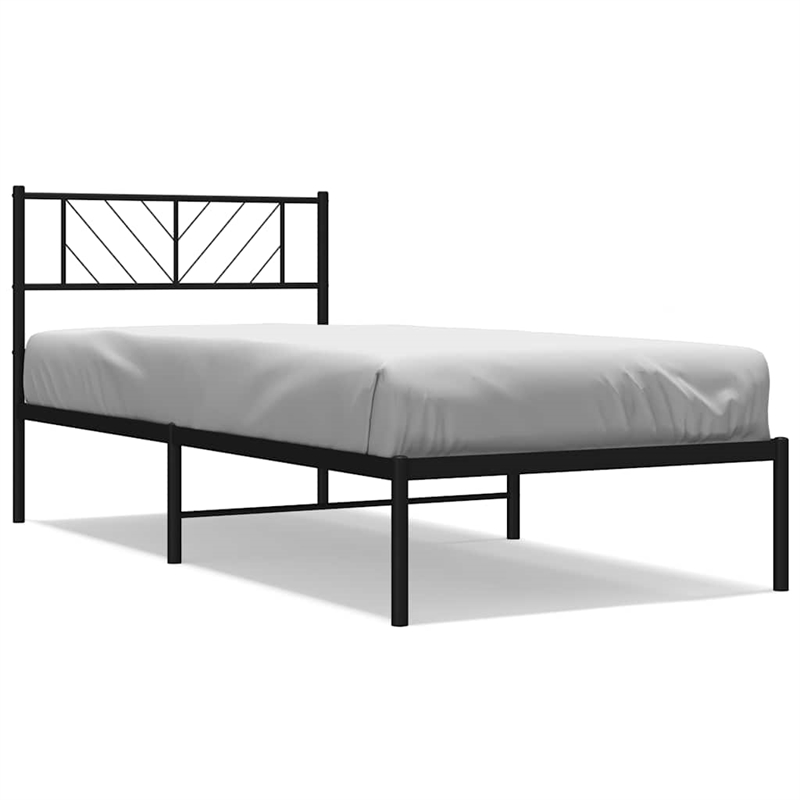 Pemberly Row Contemporary Powder-Coated Steel Twin Bed Frame in Black