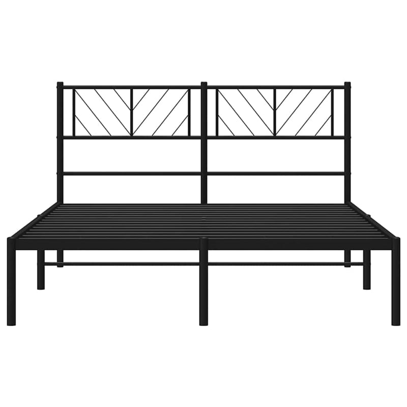 Pemberly Row Contemporary Powder-Coated Steel King Bed Frame in Black