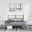 Pemberly Row Contemporary Powder-Coated Steel King Bed Frame in Black