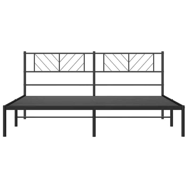 Pemberly Row Powder-Coated Steel Cal King/Double Bed Frame in Black