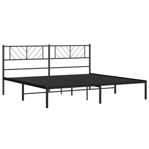 Pemberly Row Contemporary 76 x 80 Steel Bed Frame in Black Finish