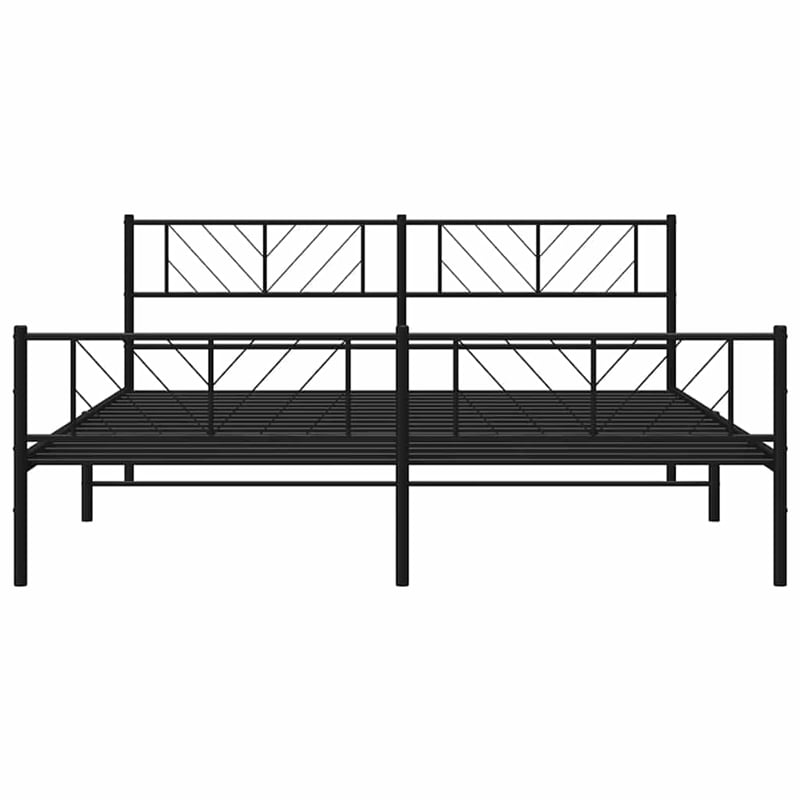 Pemberly Row Contemporary 72 x 84 Powder-Coated Metal Bed Frame in Black