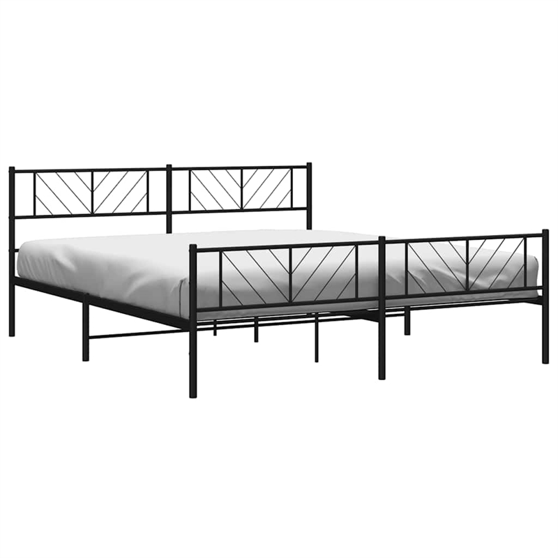 Pemberly Row Contemporary Steel 76 x 80 Bed Frame in Black Finish