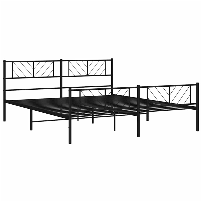 Pemberly Row Contemporary Steel 76 x 80 Bed Frame in Black Finish