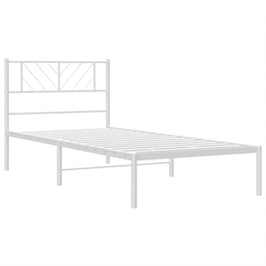 Pemberly Row Rectangular Steel Single Metal Bed Frame in White