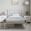 Pemberly Row Rectangular Powder-Coated Steel Twin Bed Frame in White