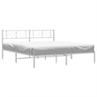Pemberly Row Contemporary 72 x 84 Steel Bed Frame in White Finish