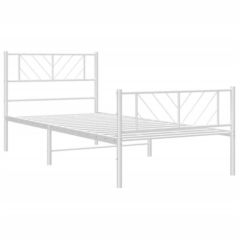 Pemberly Row Rectangular Modern Steel Twin Bed Frame Bed Frame in White