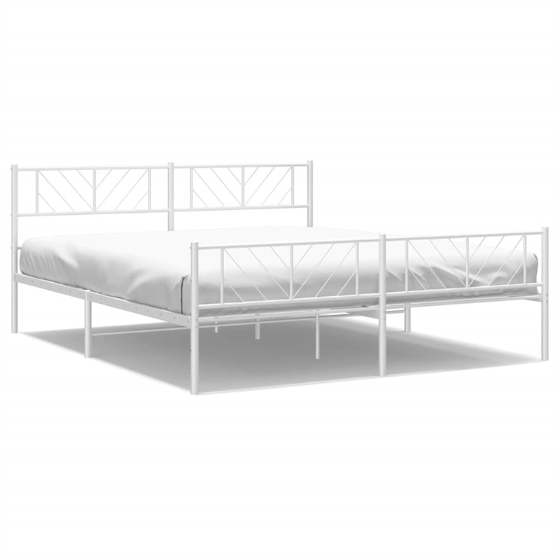 Pemberly Row Metal 76 x 80 Powder-Coated Steel Bed Frame in White